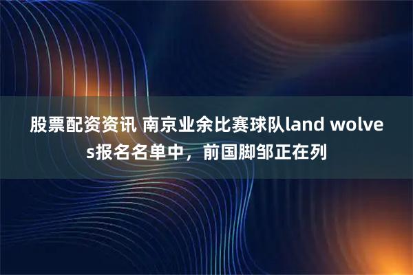 股票配资资讯 南京业余比赛球队land wolves报名名单中，前国脚邹正在列